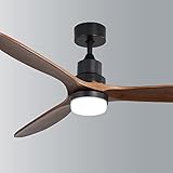 CACI Mall 60' Delta-Wing Modern Outdoor Ceiling Fan with Light LED Remote, Solid Wood Oil Rubbed Bronze Ceiling Fan for Living Room Kitchen Bedroom Family Dining Noiseless