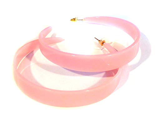Large Thick Light Pink Hoop Earrings 3 inch Hoop Earrings