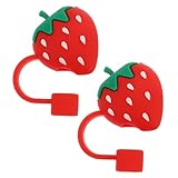 DOITOOL 2 Piezas Tapones de Silicona para Pajitas con Diseño de Protector Antipolvo y Sellado Hermético para Bebidas Accesorios para Pajitas Rojo