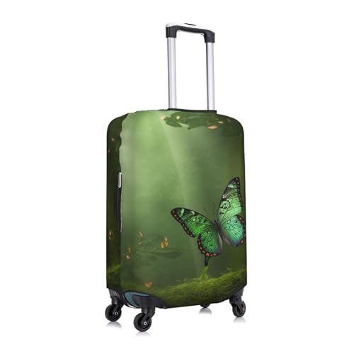 Travel Luggage Cover Fashion Suitcase Protector Green Forest Butterfly Spandex Baggage Covers Washable Suitcase Covers Anti-Scratch Luggage Cover Protectors Fits 18-32 Inch Suitcases X-Large2