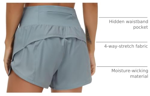 Image of THE GYM PEOPLE Womens High Waisted Running Shorts Quick Dry Athletic Workout Shorts with Mesh Liner Zipper Pockets