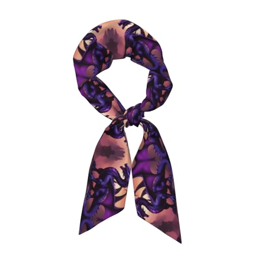 Purple and Wirte Dragons Picture Women's headscarf satin hair scarf clothing accessories