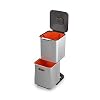 Joseph Joseph 30063 IntelligentWaste Totem Compact 40 Mülltrennsystem – Abfallbehälter mit separater Recycling-Einheit, 40 Liter – Edelstahl