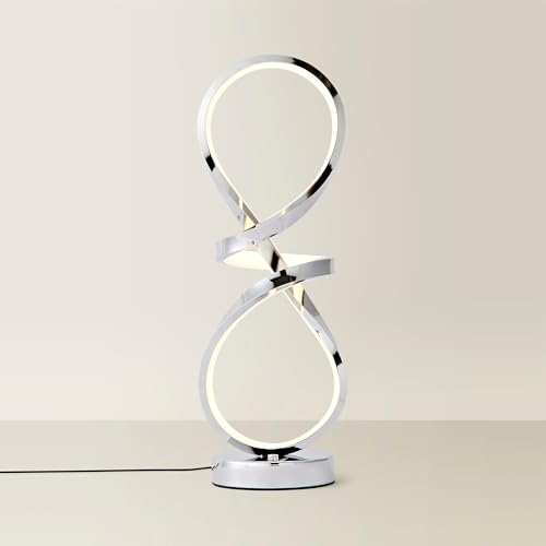 ValueLights | Infinity Matte Grey Swirl Integrated LED Table Lamp | Table Lamp, Home Décor & Improvement Essential