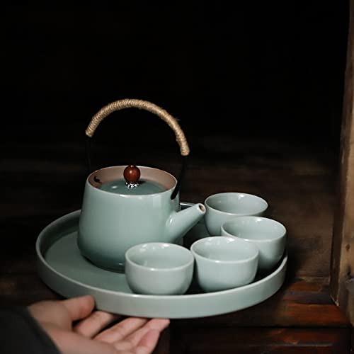 Conjunto de servicio de té Pote de té grande de cerámica, tazas de té de 6 piezas con bandeja - tetera moderna, tazas de… - Imagen 8
