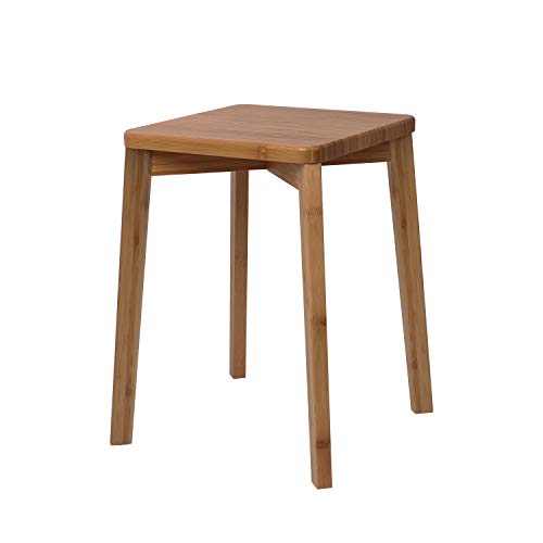 FATIVO Chaise Salle à Manger Empilable, Tabouret Scandinave Haut en Bambou Naturel, Hauteur de 42cm, Siège de Cuisine Vintage, Charge Max 75kg, Convient pour Cuisine Café Bistrot (Chêne Blanc) Cover