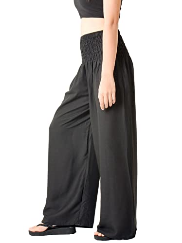 Orient Trail Women's Hippie Bohemian Boho Yoga Wide Leg Harem Pants Flared Bottom XX-Large XXL Solid Black
