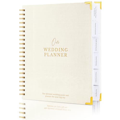 Nook Theory Wedding Planner & Organizer, Linen Hardcover, Engagement Gift (Cream Gold)
