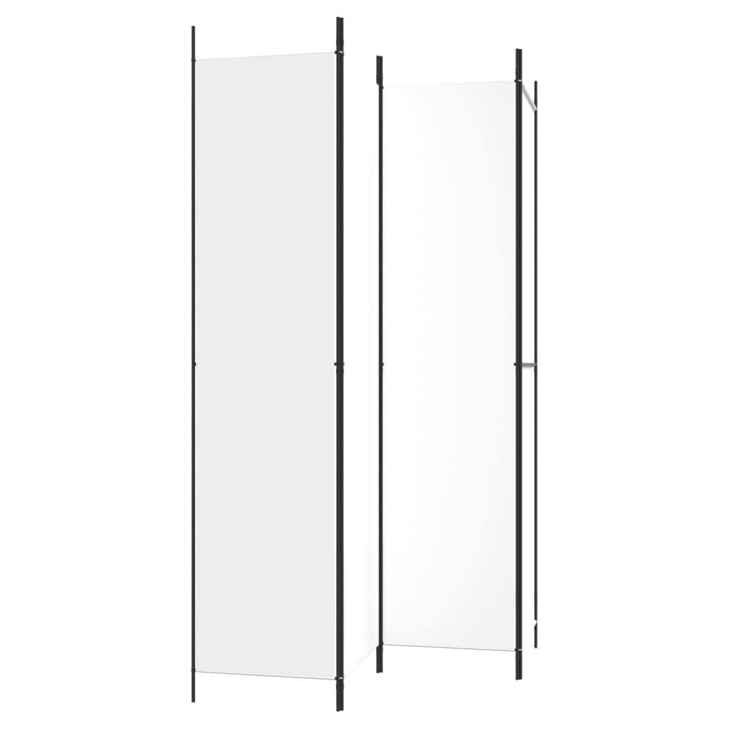Biombo Separador de Ambientes 4 Paneles 200x220 cm, Pared Divisoria Plegable de Tela Blanca Transpirable, Pantalla para Dormitorio, Oficina, Fondo Fotográfico o Protección Solar