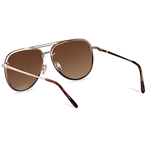 ANDWOOD Oversized Aviator Sunglasses for Women Men Big Large Rimless Metal Frame with Spring Hinges2