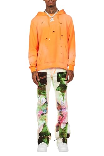 Men's Helki Beige/Green Roller Paint Stacked Flare Jean