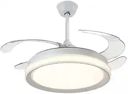 Genérico Ventilador de Teto Retrátil com Controle Remoto e Iluminação LED 3 Cores Original, 46 cm, Branco, A+ Estrela de Energia, Indoor