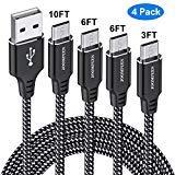Micro USB Cable,JOOMFEEN [4Pack 3FT/6FT/6FT/10FT]High Speed USB to Micro USB 2.0 Cable Fast Charging and Syncing Nylon Braided Android Charger Cord for Samsung,Kindle,Tablet,HTC,LG,PS4 (Black/Silver)