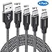 Micro USB Cable,JOOMFEEN [4Pack 3FT/6FT/6FT/10FT]High Speed USB to Micro USB 2.0 Cable Fast Charging and Syncing Nylon Braided Android Charger Cord for Samsung,Kindle,Tablet,HTC,LG,PS4 (Black/Silver)