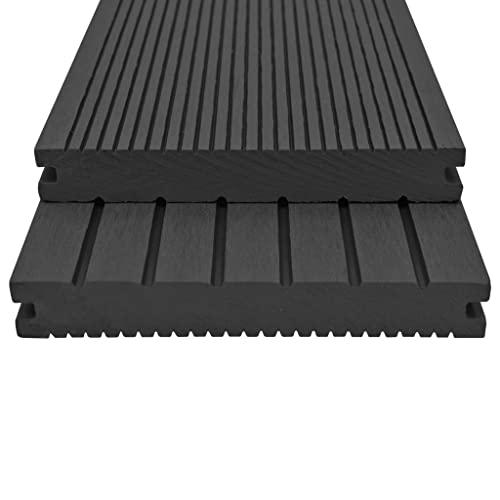Kangmusi WPC 275674 - Tablón de terraza macizo con accesorios 26 m² 2,2 m Negro, Negro