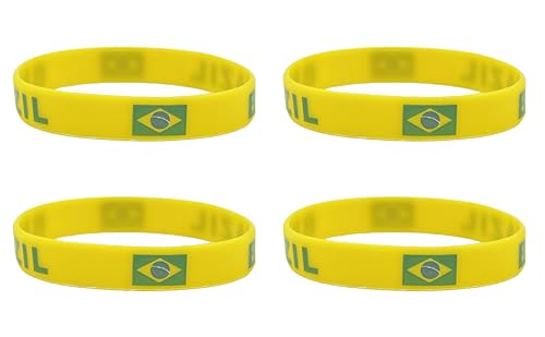 LLBFHH Lot de 4 bracelets en caoutchouc avec drapeau national, bracelets en caoutchouc, décorations patriotiques, Polyester