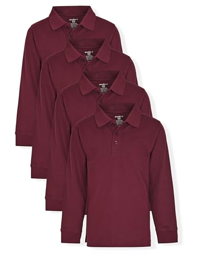 Image of Studio 3 Boy's - 4-Pack School Uniform Short and Long Sleeve Pique Polo Shirts