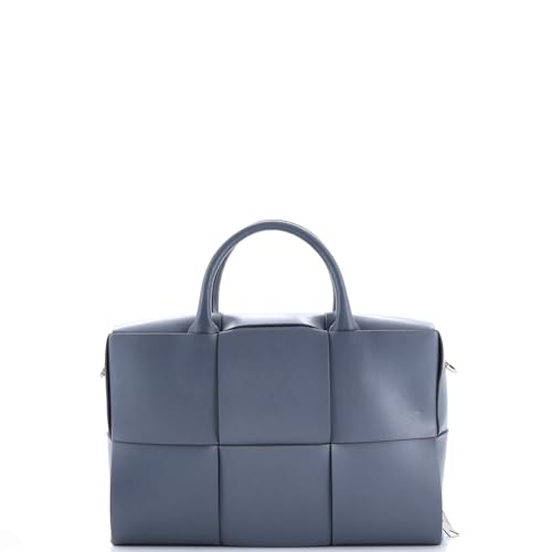 Pre-Loved Arco Briefcase Maxi Intrecciato Leather Medium, Blue3