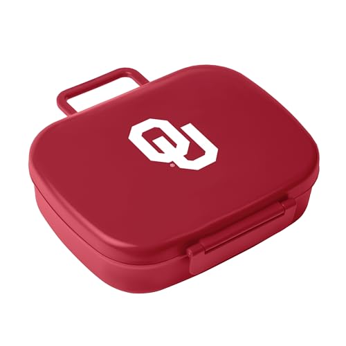 FANMATS NCAA Oklahoma Sooners Travel Bento Lunch Box — Team Logo Design | Latching Lid | Reusable | 3 Compartments