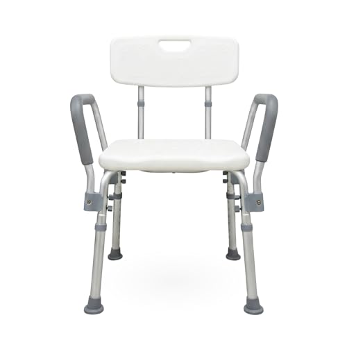 Sedia per Doccia con Schienale e Braccioli Estraibili per Anziani o Bambini - Altamente resistente, Design Antiscivolo - Ergonomica - Vasca da Bagno