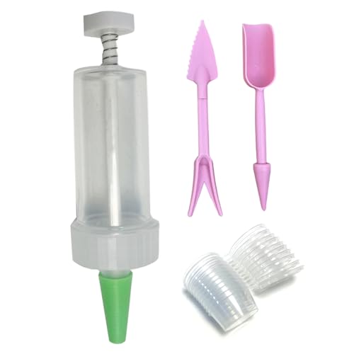 Nirelief 3Pcs Seed Planter Tool Set Upgrade Portable Handheld Multifunctional Small Sowing Seed Dispenser for Tiny Seeds, with 2 Shovels Dispenser for Small Seeds Dibber