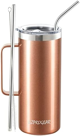 Ezprogear 700 ml Stainless Steel Coffee Mug Blue Sapphire Tumbler Double Wall with Handle and Lid (24 oz, Sapphire)