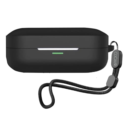 Image of Soft Silicone Case Cover Compatible for Realme Buds Air 7 | 7 Pro (Lanyard, Black)