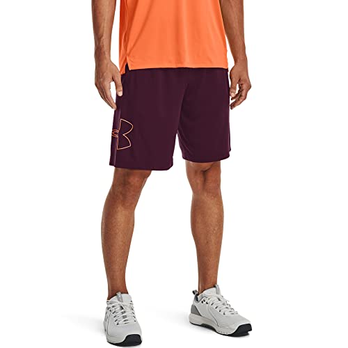 Image of Under Armour Men's Tech Graphic 10 inch Shorts, (572) Purple Stone / / Orange Blast, Small