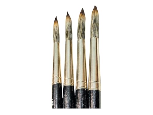 Image of Round Short Hair Paint Brush Set | Sharp Pointed Detail Brushes for Acrylic, Oil & Fine Art Painting | Professional Artist Brush Set | Sizes 14, 16, 18, 20 | Set of 4