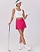 PINSPARK Tennis Skorts for Women with Pockets Tummy Control Athletic Golf Skort Lightweight Solid Skort Skirts with 2 Pockets, Hot Pink Small