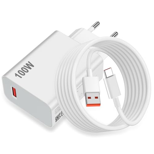 ASKUBSKU Chargeur 100W et 2Mètres Câble USB C pour Xiaomi Redmi Note 15 Pro+ POCO X8 Pro Max F8 Ultra 17 Pro Max 5G,Rapide Charge Adaptateur de Chargeur et...