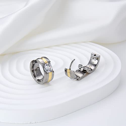 Pendientes de aro de titanio G23 unisex con circonitas cúbicas 4