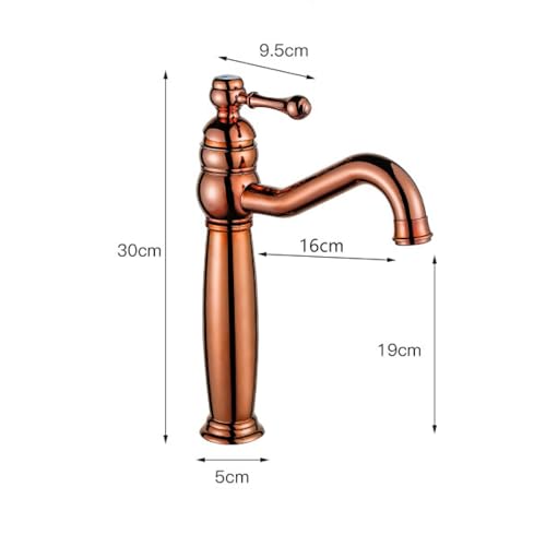 Robinet salle de bain rose rétro pivotant à 360° au design surélevé