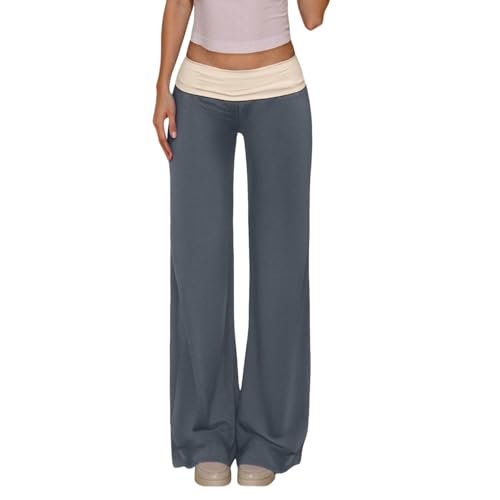 Pantalones Deportivos Informales de Tiro bajo y Pierna Ancha, con Bolsillos, Ideales para el día a día y para Hacer Deporte.