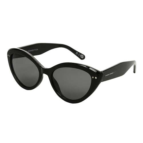 French Connection Women's Hallie Cat Eye Sunglasses, Black, 55 mm