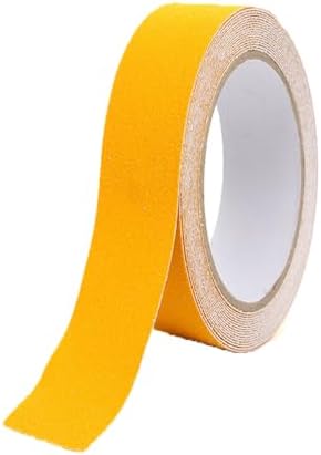 Grip Tape Anti Slip Tape 1 Inch, 33 Feet, Yellow Heavy Duty Non Skid Tape for Stairs Outdoor/Indoor, Waterproof Safety Adhesive Strips Roll for Ramp Traction Tread Staircases, 80 Grit