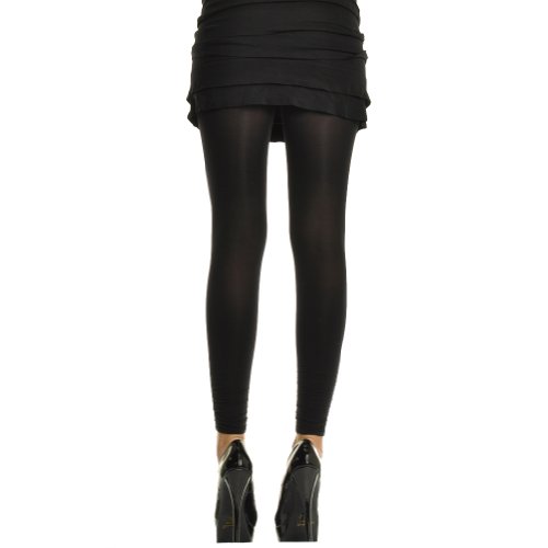 Opaque Footless Tights/Leggings With Ruched Bottom (One Size/Black) #TOP3