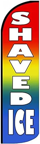4 Less Co SHAVED ICE - Windless Swooper Flag Feather Banner Sign 3x11.5 ft Tall (Flag Only) Rainbow q19