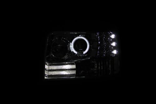 AnzoUSA 111183 Chrome Projector Halo Headlight with Side Marker and Parking Light for Ford F-150/F-250/Bronco - (Sold in Pairs)