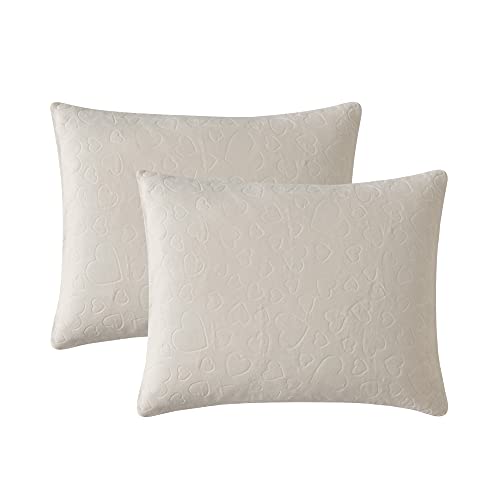 Olivia & Finn | Plush Hearts Collection | Soft Cozy Flannel Plush Microfiber Kids Comforter Set, Twin, White, 2 Pieces #TOP5