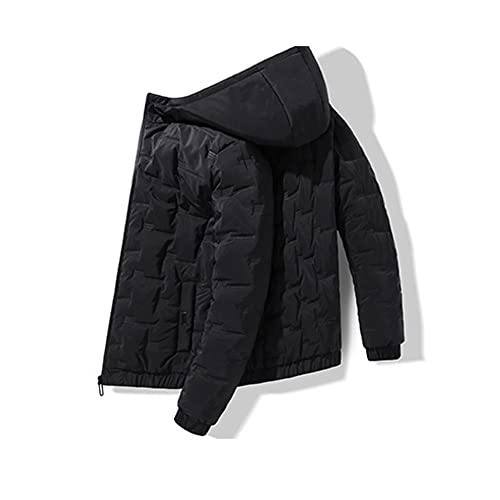 Bestgift Jaqueta masculina acolchoada de inverno com capuz, Preto, XXG