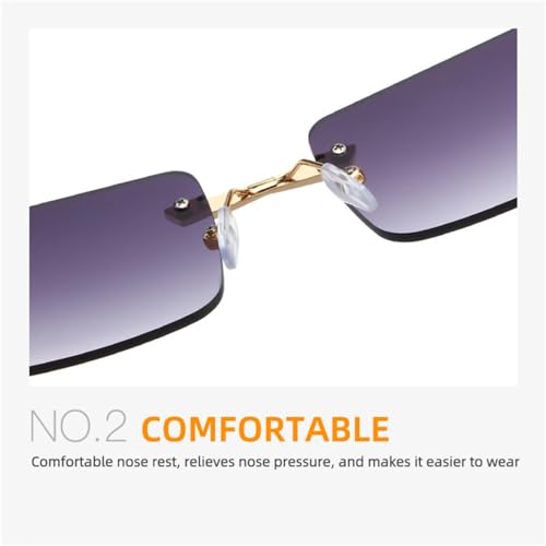Lunettes rectangle femmes sans bord monture transparente et légères accessoires mode été - 7