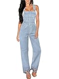 Hybrid & Company Women's Plus Size Denim Jean Blue Overalls P VJ6108 LIGHT WASH L