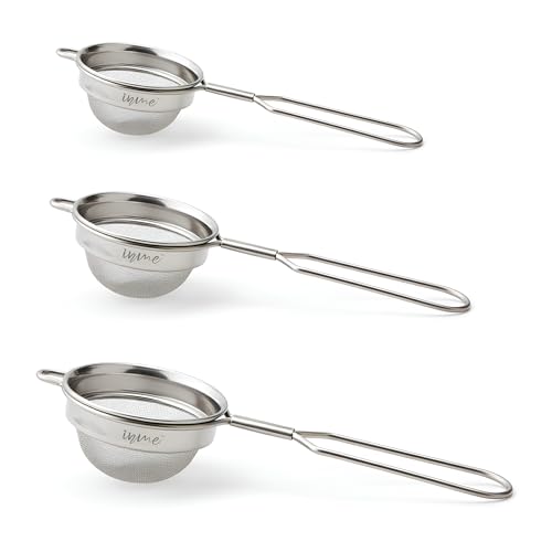 Image of Inme Tea Strainer with 304 Grade Stainless Steel Mesh, Chai Channi Chalni Jali, Coffee Milk Juice Oil & Tea Filter Strainers with Durable Long Wire Handle - Set of 3 (Diameter - 7 cm, 8 cm & 9 cm)