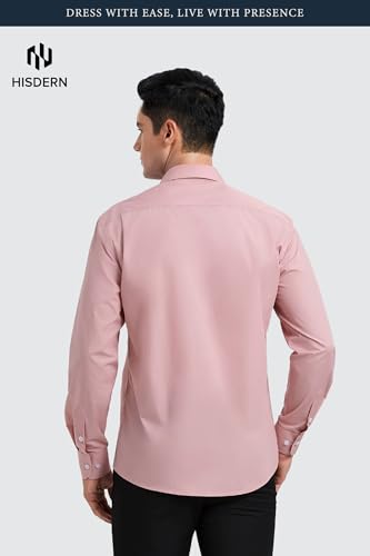 Image of HISDERN Mens Business Dress Shirts Long Sleeve Casual Button Down Shirt Formal Inner Collar Contrast Shirt for Men Wedding
