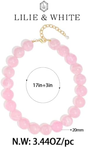 LILIE&WHITE Chunky Pink Bead Necklaces for Women - 5