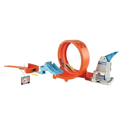 Hot Wheels Toy Car Track Set Loop Stunt Champion, Dual-Track Loop with Dual-Launcher, Includes 1:64 Scale Toy Car