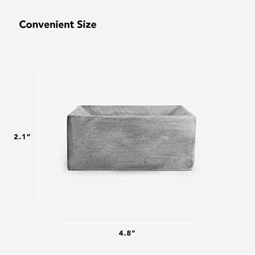 Slice Of Goodness Gray Cement Large Cube Incense Holder - Modern Minimalist Upright Standard Size Incense Burner - Incense Sticks Not Included #TOP2
