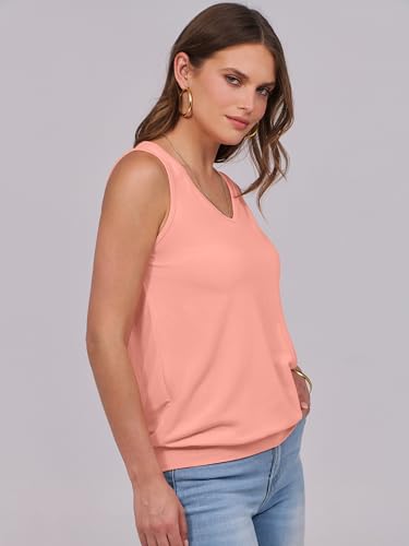 Image of ANRABESS Women Tank Tops Summer V Neck Sleeveless Casual Loose Fit Cute Cami Basic T Shirts Solid Tees 2026 Trendy Outfits