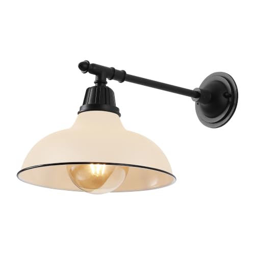 Image of JONATHAN Y Wallace 1-Light Outdoor 12.25 inch Wall Sconce, Matte Almond /Black